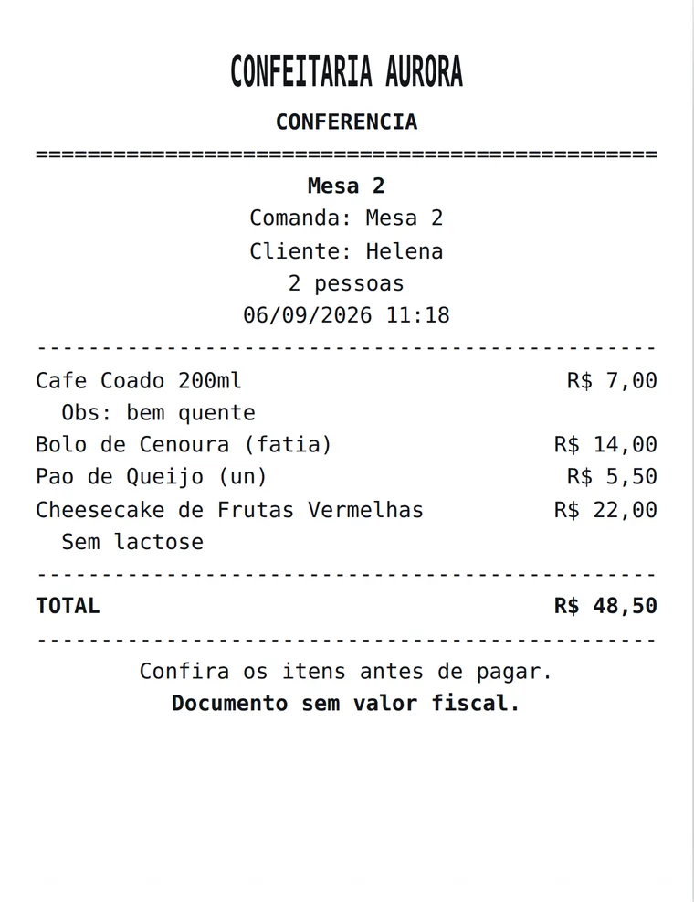 A conta, no balcão